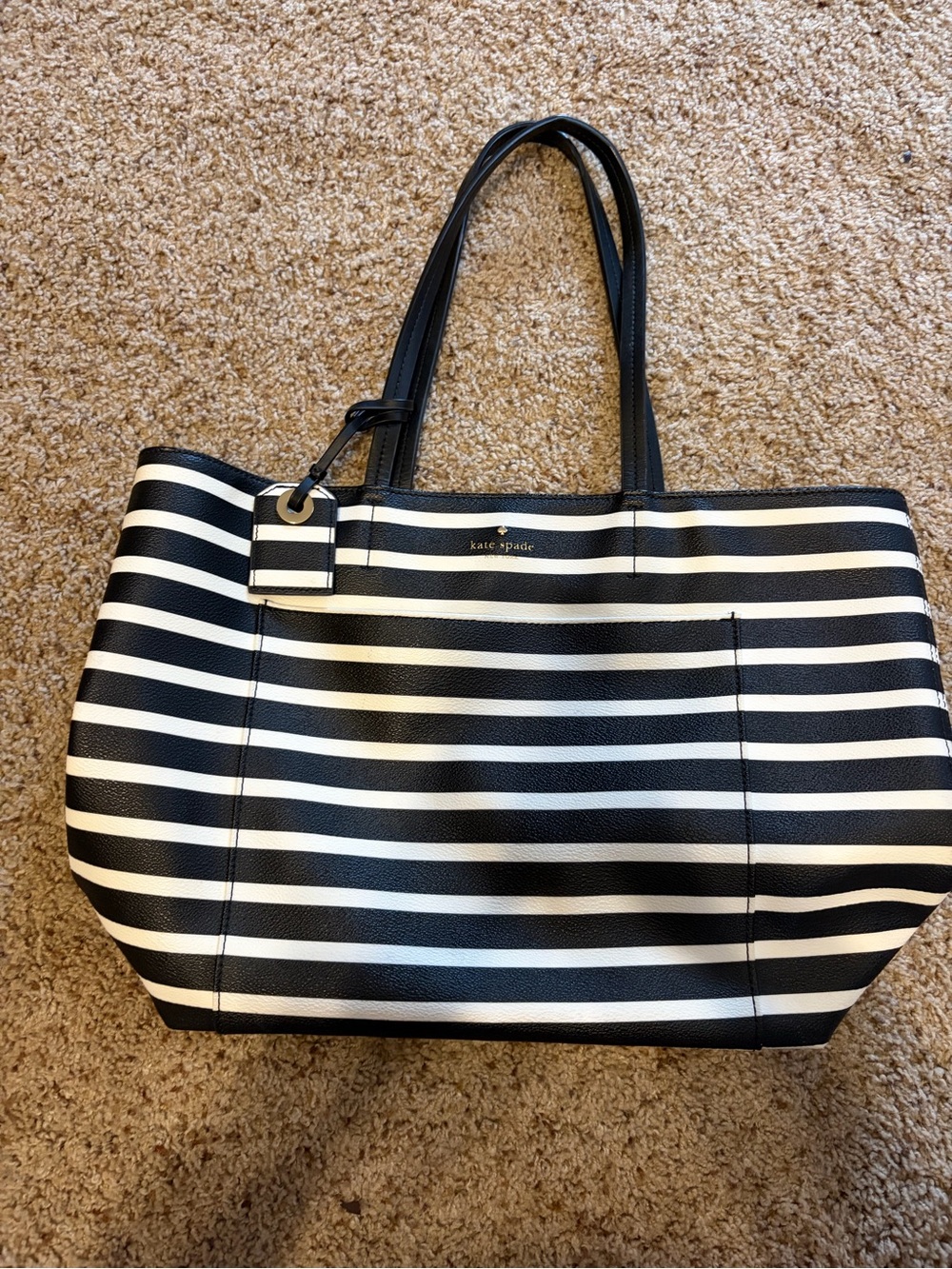 kate spade Black and White Striped Tote